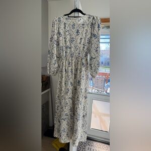 Polagram white Maxi Dress with Blue Floral Print